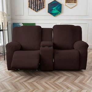 Recliner Loveseat Cover with Middle Console Sofa slipcover, Stretch Reclining - Picture 1 of 20