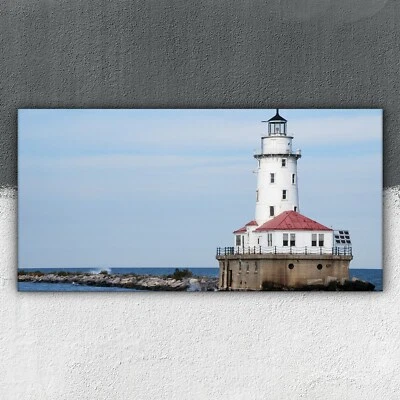 Leuchtturm im Hafen von Chicago 100x50 Canvas Bild Leinwand Bilder Große - Bild 1 von 4