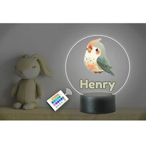Personalised Kids Animal Name Parrot LED Neon Night Light. Nursery Bedroom. - Picture 1 of 4