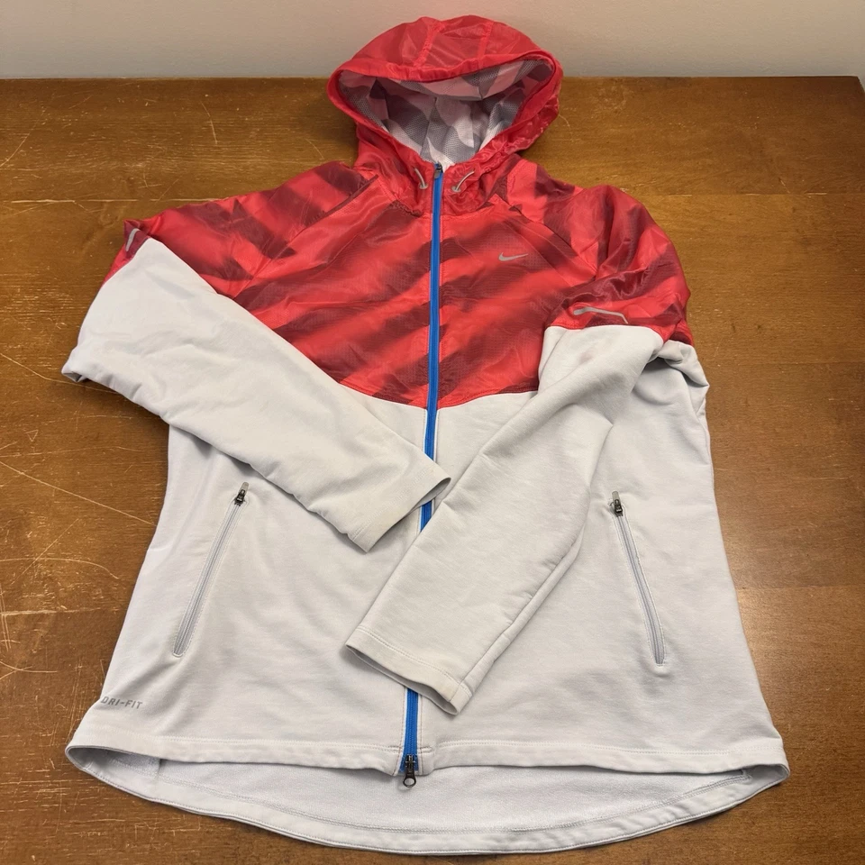 Chaqueta Nike Mujer XL Blanca Roja Dri-Fit Correr Manga Larga Entrenamiento Gimnasio Foto 1 de 4