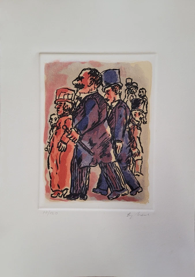 Franz Borghese  Incisione  a colori   La folla - Immagine 1 di 1