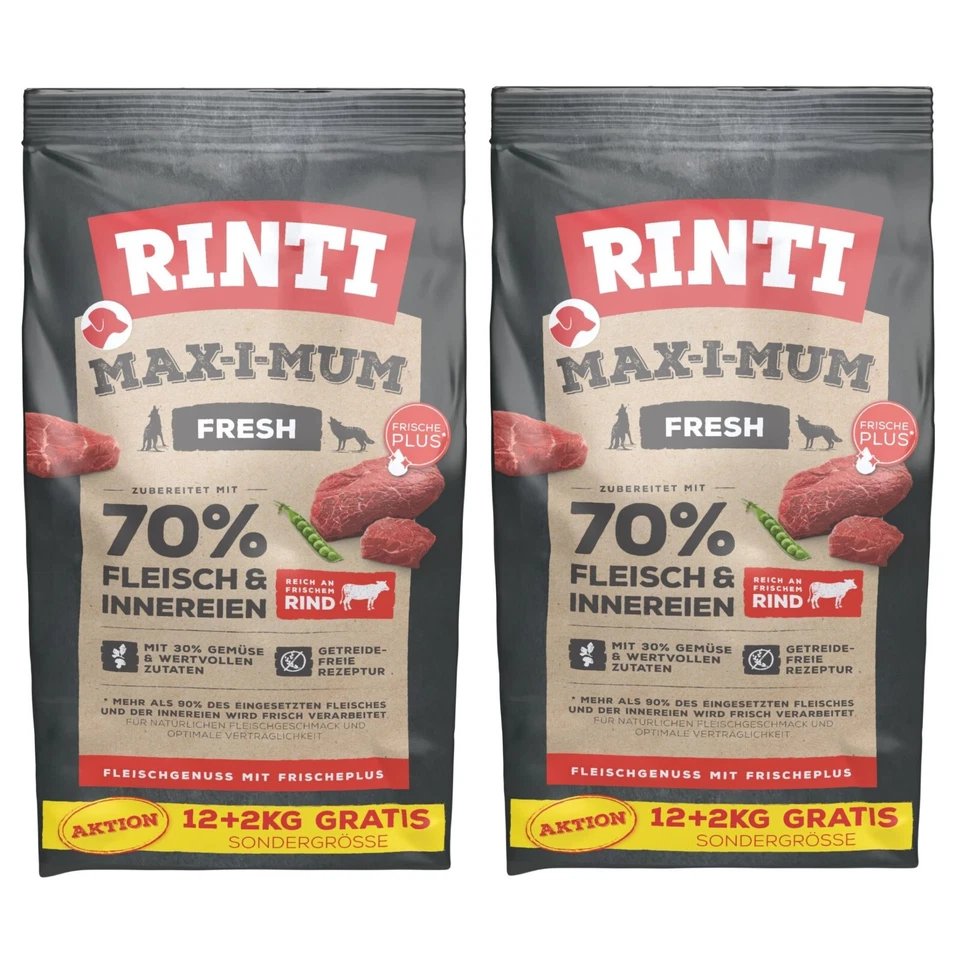 Rinti Max-i-Mum Rind 2 x 12+2 kg - AKTION - getreidefreies Hundefutter - Bild 1 von 1