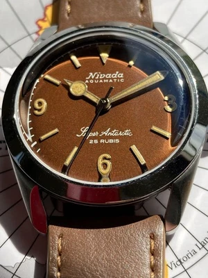 Nivada Grenchen Super Antarctic 3.6.9 Men's Watch Brown Automatic w/Leather Band - Image 1 of 4