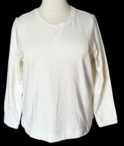Denim & Co. Active French Terry Long Sleeve Pullover w/ Seam Detail Natural 1X - Picture 1 of 7