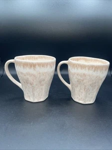 Anthropologie Steinzeug 2 Tassen 4 Zoll Whiskey Tan Made in Portugal Handarbeit - Bild 1 von 7