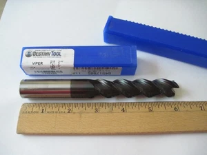 3/4" X-Long Carbide Square End Mill 3/4" x 3 x 6" 3FL Destiny Tool V34848S Viper - Picture 1 of 4