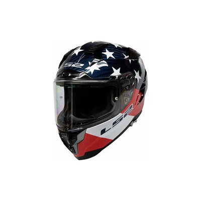 LS2 Challenger Americarbon Carbon Helmet - Red/White/Blue, Small 327-2102 - Image 1 of 4