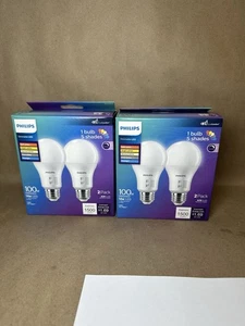Philips LED Multi-CCT Dip Switch 100W A19 2P: Dimmable 13.7-Year Life - 2 boxes - Picture 1 of 9