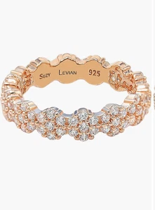 Suzy Levian CZ Floral Eternity Band Rose Plated Sterling Silver Size 7 - Bild 1 von 9