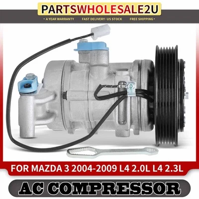Компрессор переменного тока с 6-канавочным шкивом для Mazda 3 2004 2005 2006 2007 2008 2009 - Изображение 1 из 4