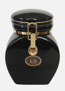 Tarro bote colección cafetería europea vintage cerámica negra adorno dorado G2 - Imagen 1 de 7