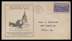 SC #835 CONSTITUTION RATIFICATION FIRST DAY COVER - PROGRESSIVE CACHET - Picture 1 of 2
