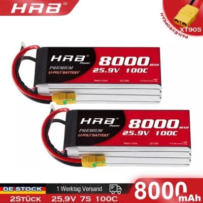 2pcs 7S 25.9V 8000mAh LiPo Battery XT90 for RC Car Airplanes Helicopter UAV - Image 1 of 4
