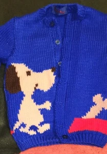 VTG. SNOOPY CARDIGAN BUTTON DOWN 60.s PEANUTS CHILD/TODDLER BLUE COLOR - Picture 1 of 15