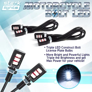 4PCS Motorcycle Screw 3-SMD LED Bolt Lamp Car License Plate Light - WHITE 6000K - Picture 1 of 4