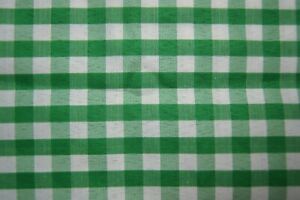 2/3 Yard Green White 1/4" Gingham Polyester Blend Fabric Piece 27" X 44"