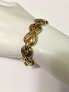 Vintage Eternity Knot Link Chain Gold Tone Bracelet 80s - Picture 1 of 4