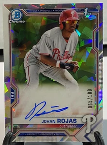 2021 Bowman Chrome 1st Autograph Johan Rojas Phillies Atomic Refractor /100 - Picture 1 of 3