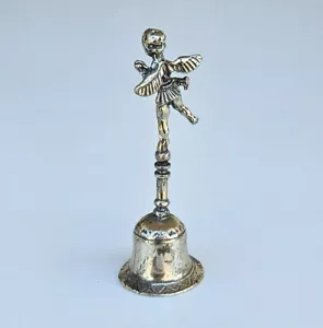 Antike 800 Sterling Silber Cherub Glocke - Bild 1 von 10