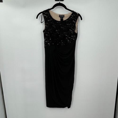 VETEMENTS Abito donna Enfocus Studio 4 nero senza maniche pizzo tubino nudo festa cocktail