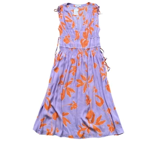 Thakoon Collective Midikleid 12 Lavendel Orange Blumen Ärmellos Cottagecore - Bild 1 von 9