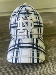 Notre Dame Fighting Irish  Top of the World Trucker SnapBack Hat Cap Plaid Blue - Picture 1 of 9