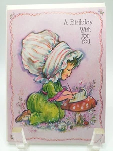 Vintage Greeting Card Birthday Girl Mushroom 1960s Unused - Picture 1 of 5