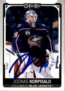 Joonas Korpisalo Signed Auto 19/20 OPC O-Pee-Chee card Columbus Blue Jackets
