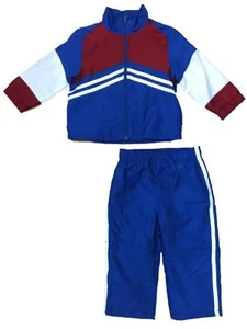 Infant Boys 2 Pc Outfit Red White Blue Stripe Zip Up Track Suit Sweat Pant Set - Picture 1 of 1