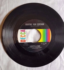 Loretta Lynn - Hurtin' For Certain/Dear Uncle Sam 45RPM Vinyl Record - Imagen 1 de 2