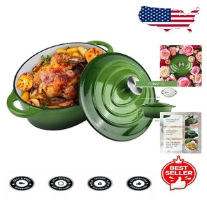 5.5 Quart Enameled Cast Iron Dutch Oven in Green - Oven Safe, Versatile Cookware - Bild 1 von 10