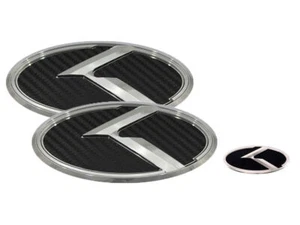 3D K Logo Emblem Carbon & Chrome 3pc (Fits: KIA 2014-2018 K900 K9) - Picture 1 of 4