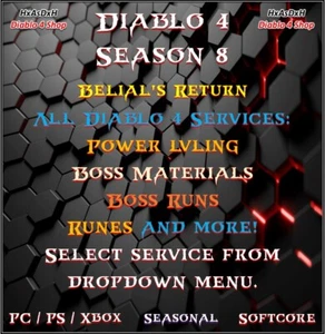 ✨Diablo 4✨Season 10✨All Diablo 4 Boost✨Runes & Power LVL & Mats & Boss Runs✨ - Picture 1 of 210
