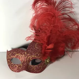 Masquerade Feather Mask Venetian Halloween Wedding Mardi Gras Costumes Womens - Picture 1 of 6