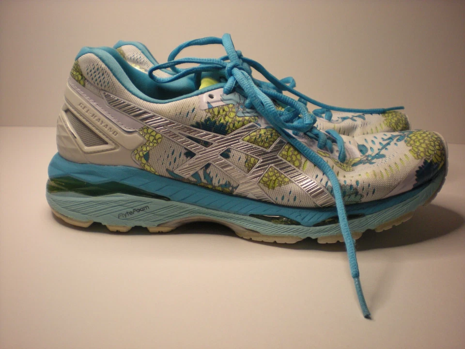 Zapatos para correr Asics Gel Kayano 23 para mujer talla 8 T6A5N blanco azul floral Foto 1 de 4