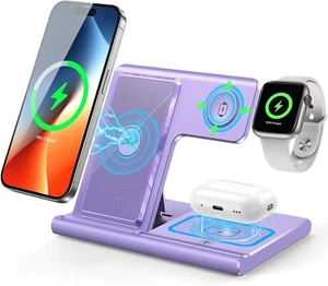 Wireless Charger, 3 in 1 Charging Station for Apple Devices, Fast Wireless Charg - Picture 1 of 7