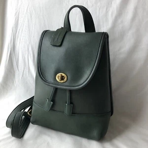 Vintage Coach Daypack 9960 Bottle Green Leather Backpack Bag Made In USA 1995 - Picture 1 of 14