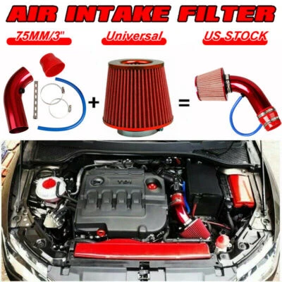Red 3' Cold Air Intake Filter Alumimum Induction Hose System For Saab 9-3 Turbo — 第 1/4 张图片