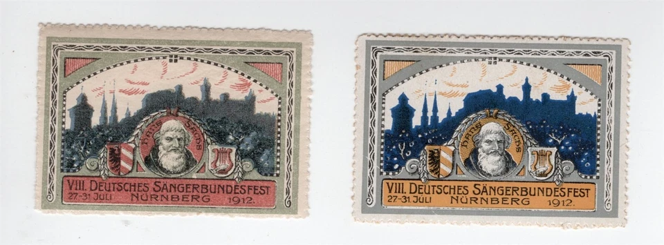 NUREMBERG GERMANY 1912 SINGING FESTIVAL POSTER STAMPS - Image 1 of 1