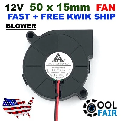 GDT 12V 50mm Blower Fan 5015 50mm x 15mm Turbo Cooling 3D Printer Rep Rap 2-pin