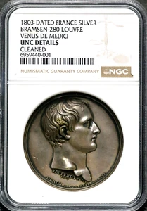 1803-Dated France Silver Medal Venus De Medici Louvre - NGC UNC Details CC716 - Picture 1 of 5