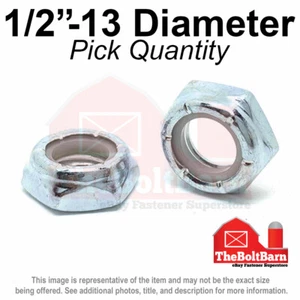 1/2"-13 Grado A Nylon Inserto Hexagonal Jam Block Tuercas Zinc Grueso Nylok (Elige la cantidad) - Imagen 1 de 2