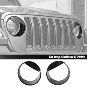 Front Headlight Bezels Trim Cover Fit 18+ Jeep Wrangler JL Black - Picture 1 of 8