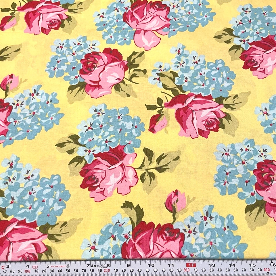 HTF Savon Bouquet Roses & Hydrangeas Verna Mosquera FreeSpirit By The Half Yard - Image 1 of 2