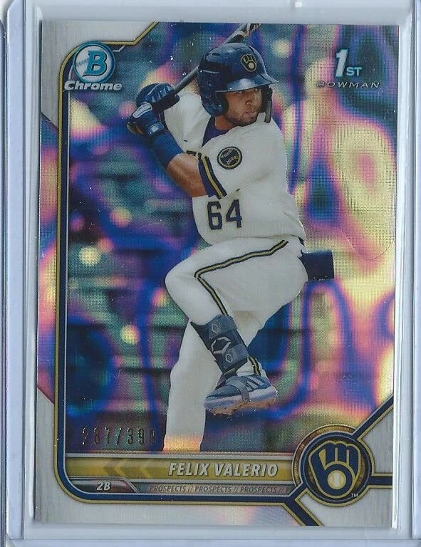 2022 Bowman Chrome Lava refractor Felix Valerio 1st Bowman Prospect 287/399 - Image 1 of 1