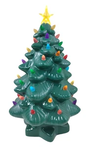 Mr Christmas 14" Retro Keramik beleuchteter Weihnachtsbaum Urlaub grün BATTERIE - Bild 1 von 3