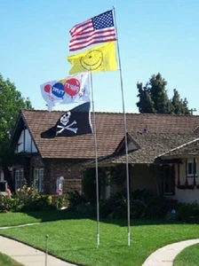 Aste de bandera telescópica de fibra de vidrio de alta resistencia de 22' con montaje en bandera y parachoques - Imagen 1 de 1