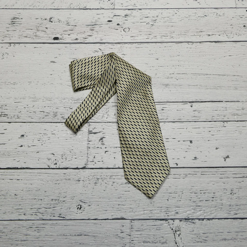 Gravata masculina Ermenegildo Zegna tecido de seda padrão geométrico designer feita na Itália - Imagem 1 de 4