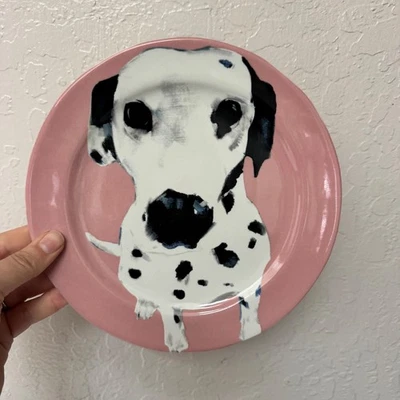 Sally Muir Anthropologie perro al día 8,25” ensalada postre rosa - dálmata Foto 1 de 4