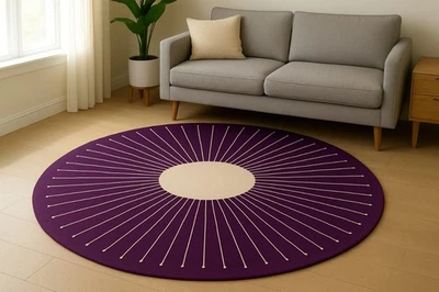Modern purple sunburst roun rugs. - Image 1 of 4